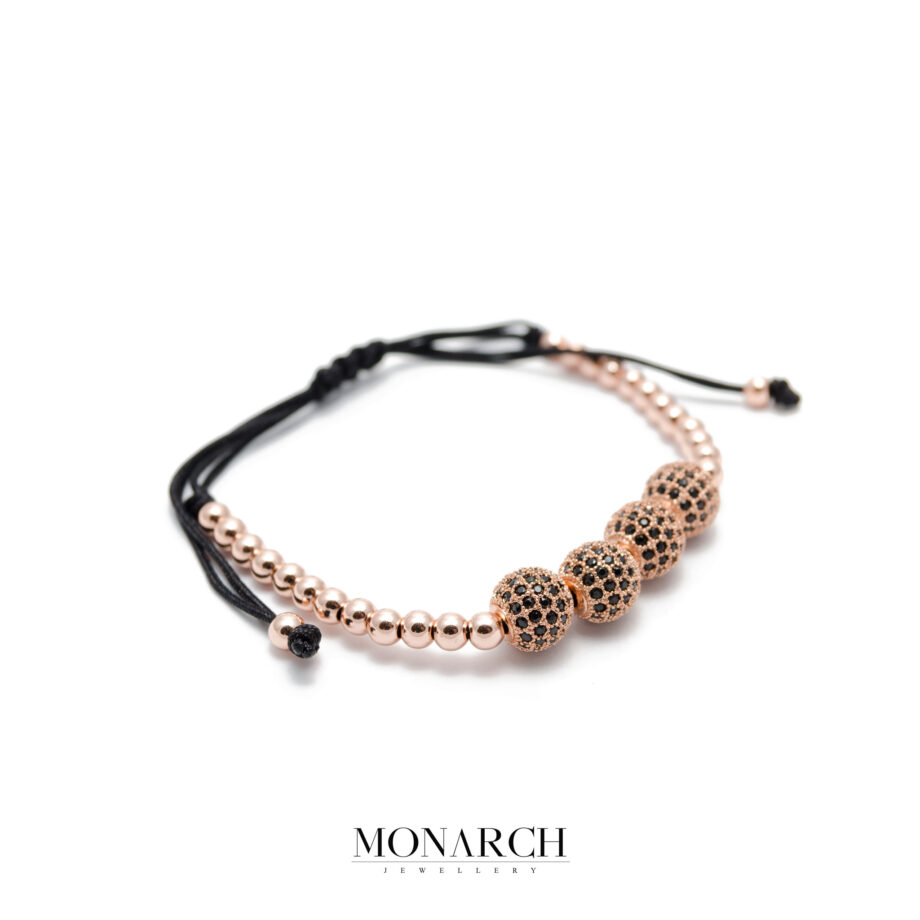 Monarch Jewellery 24K Gold Rose Zircon 4 Bead Luxury Macrame Bracelet