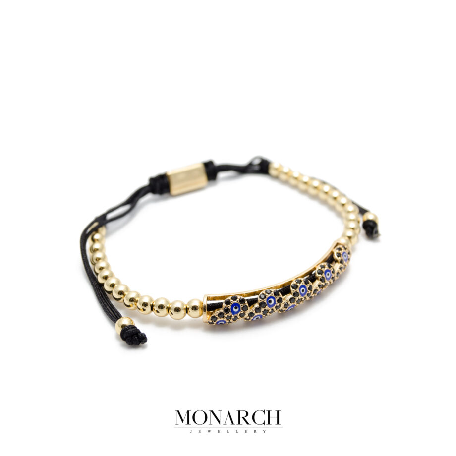 Monarch Jewellery 24K Gold Evil Eye String Luxury Macrame Bracelet