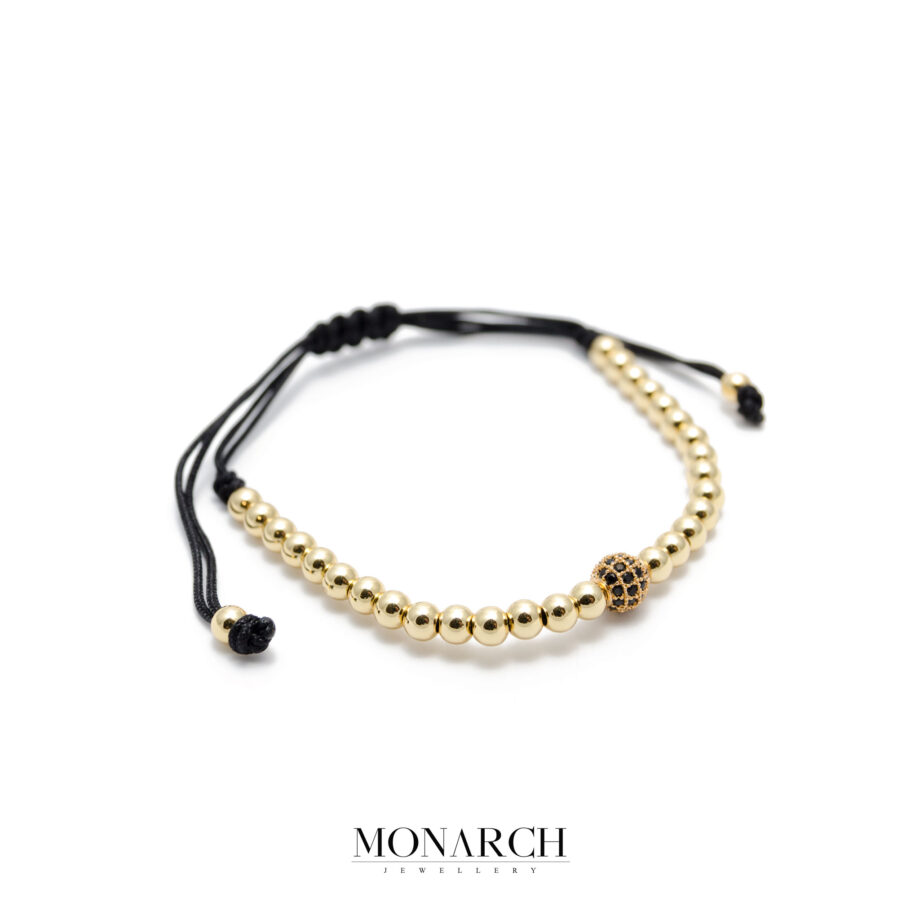 Monarch Jewellery 24k Gold Black Solo Zircon Luxury Macrame Bracelet