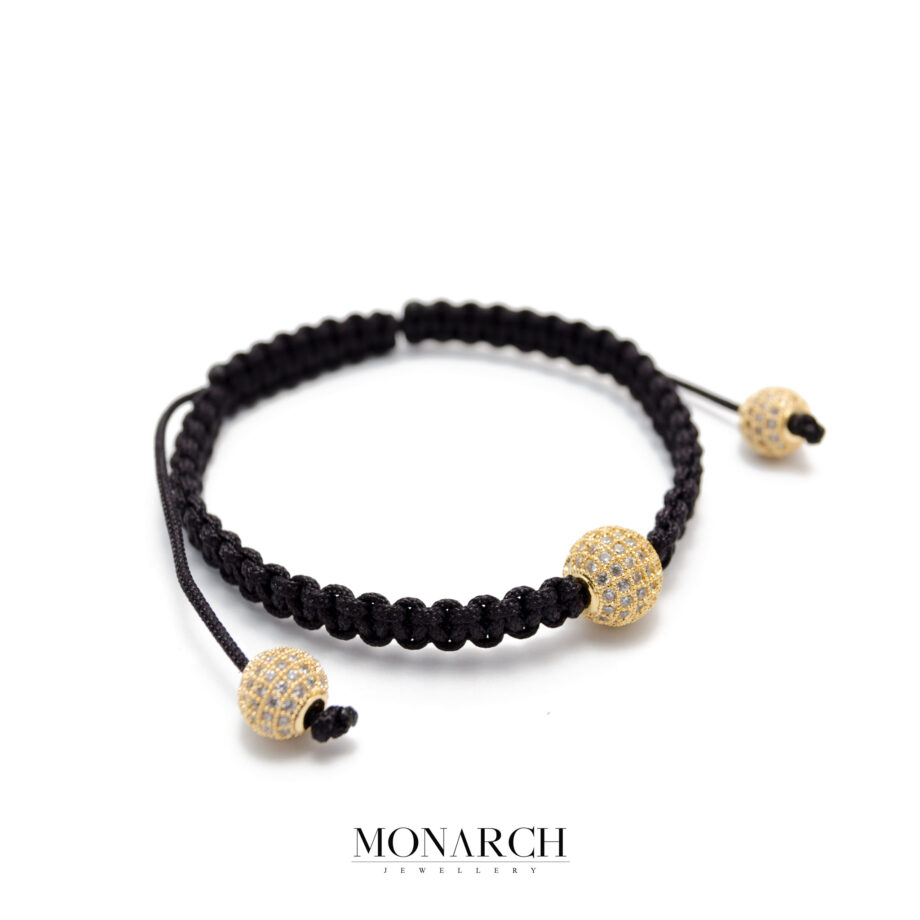 Monarch Jewellery 24k Gold White Zircon Luxury Macrame Bracelet