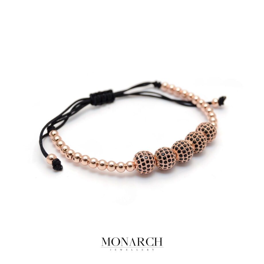 Monarch Jewellery Gold Rose Zircon Bead Macrame Bracelet