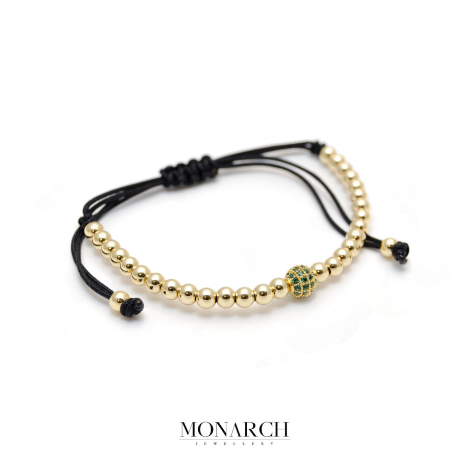 Monarch Jewellery 24k Gold Emerald Solo Zircon Macrame Bracelet