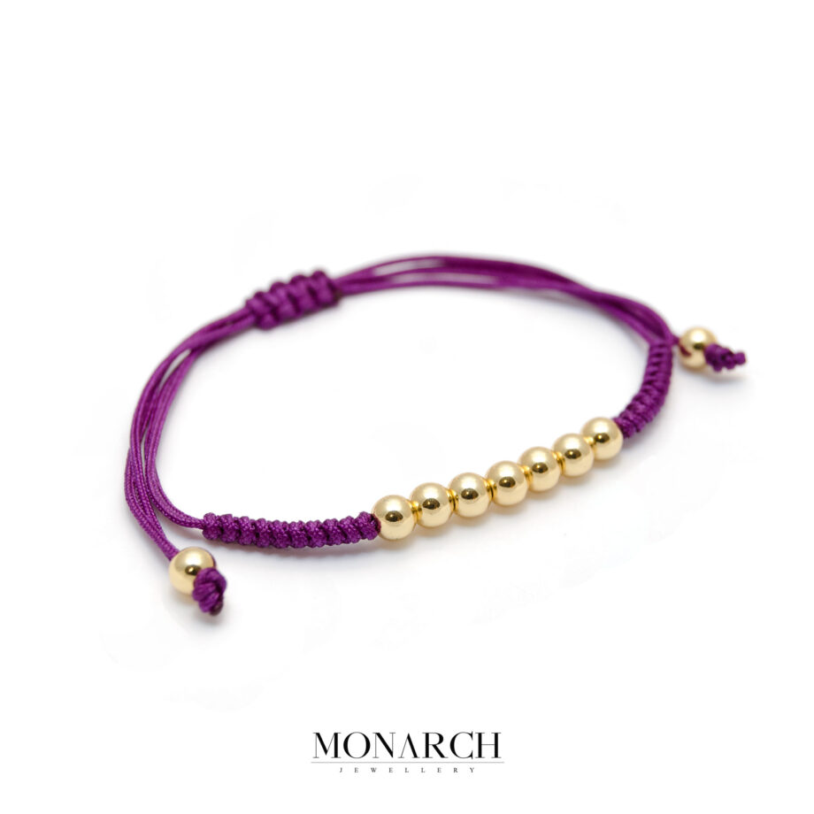 Monarch Jewellery 24k Gold Bead Magenta Macrame Bracelet