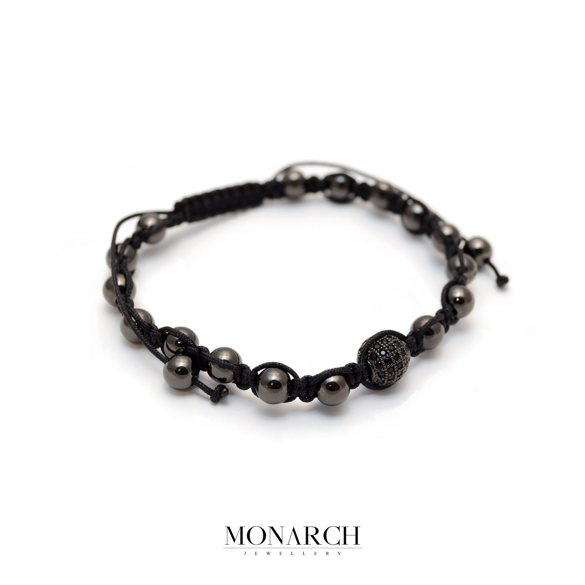 Monarch Jewellery Black Beads Macrame Bracelet