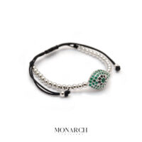Monarch Jewellery Silver Emerald Evil Eye Charm Macrame Bracelet