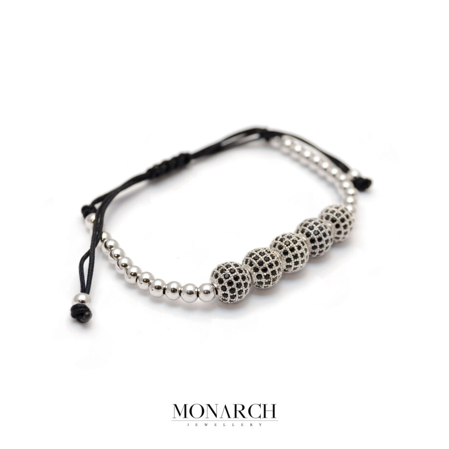 Monarch Jewellery Silver Zircon Bead Macrame Bracelet