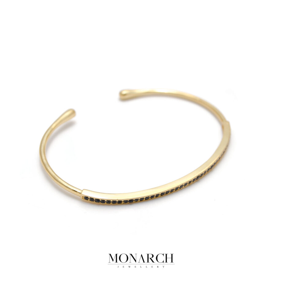 Monarch Jewellery 24k Gold Zircon Slim Bangle Bracelet