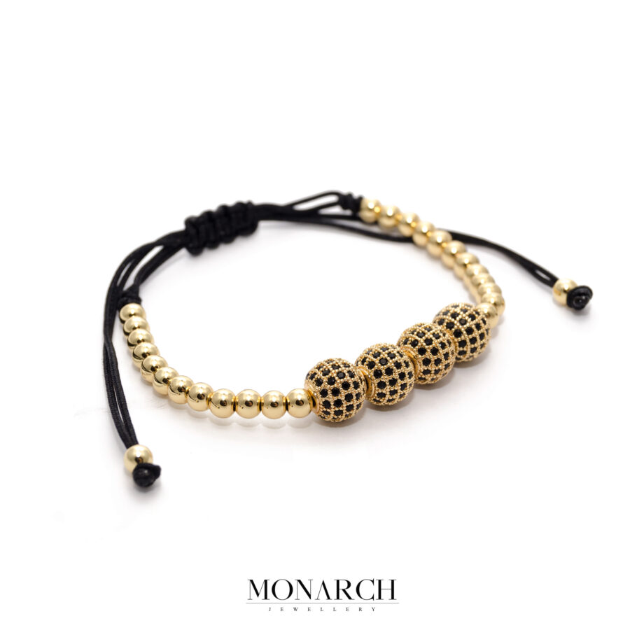 24K Gold Black Tetra Beads Bracelet