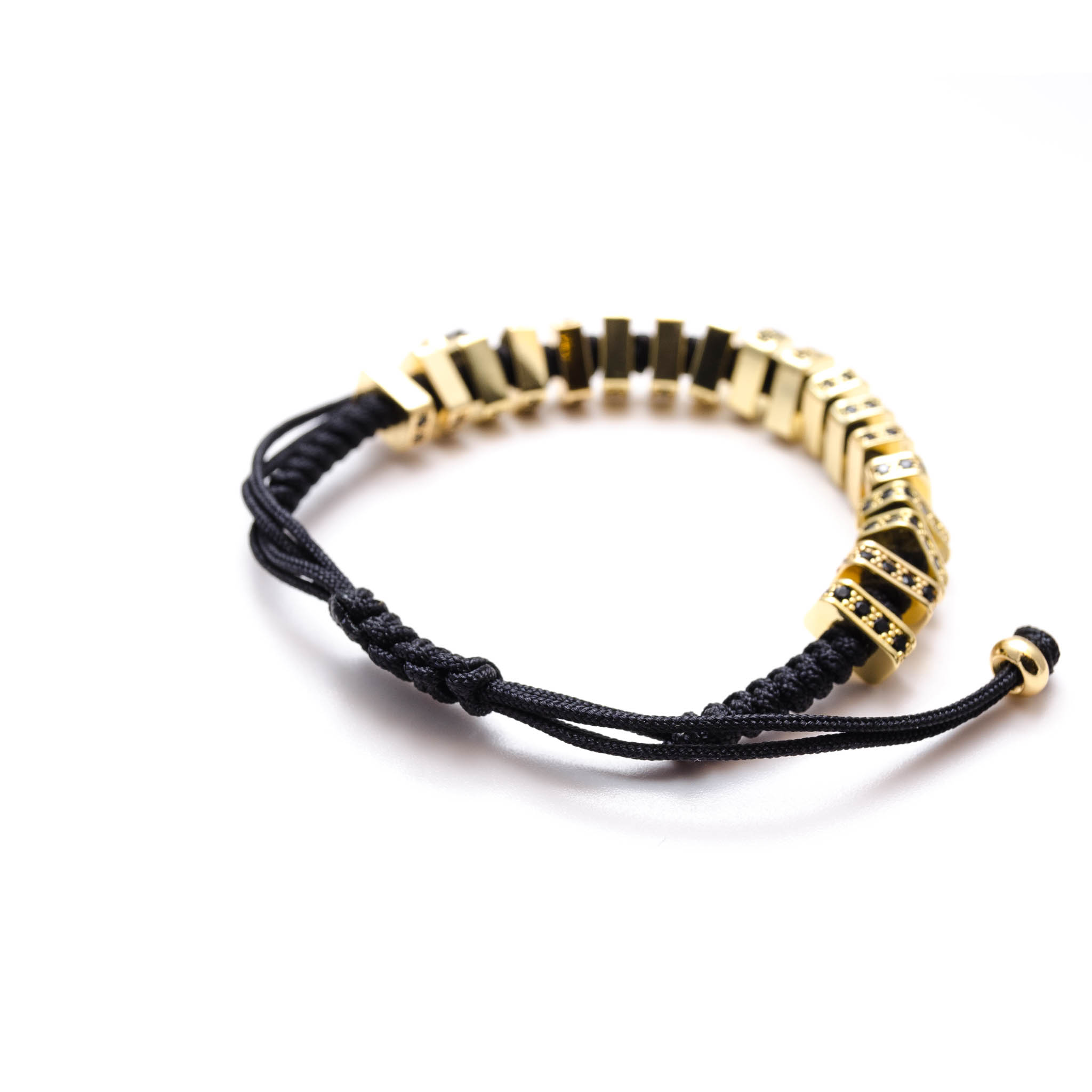 Black and Gold Zircon Macrame Bracelet – Monarch Jewellery